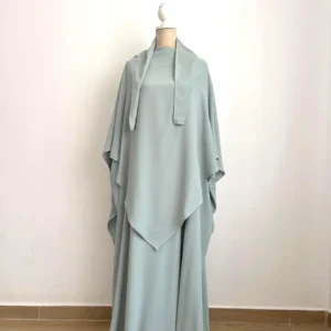 ENSEMBLE ABAYA KHIMAR VERT D'EAU2